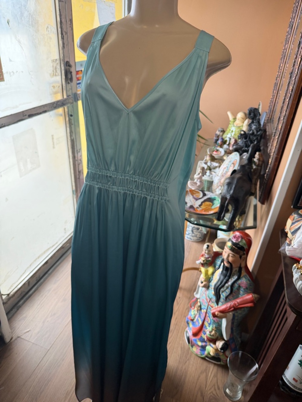 White House Black Market Teal to Dark Teal Ombre Maxi Dress
